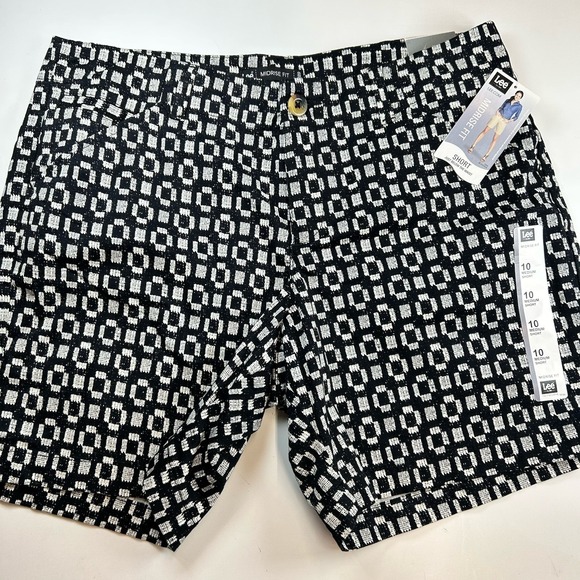 Lee Pants - NWT LEE Women's 10 Med Black & White TEXTURED Geometric Midrise Fit Shorts